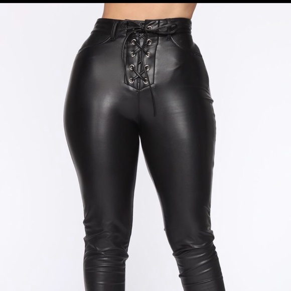 Fashion Nova Pants - Leather Lace Up Pants